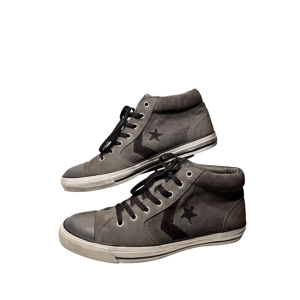 Converse Mens Gray High-Top Sneakers Size 13 With Black Accents